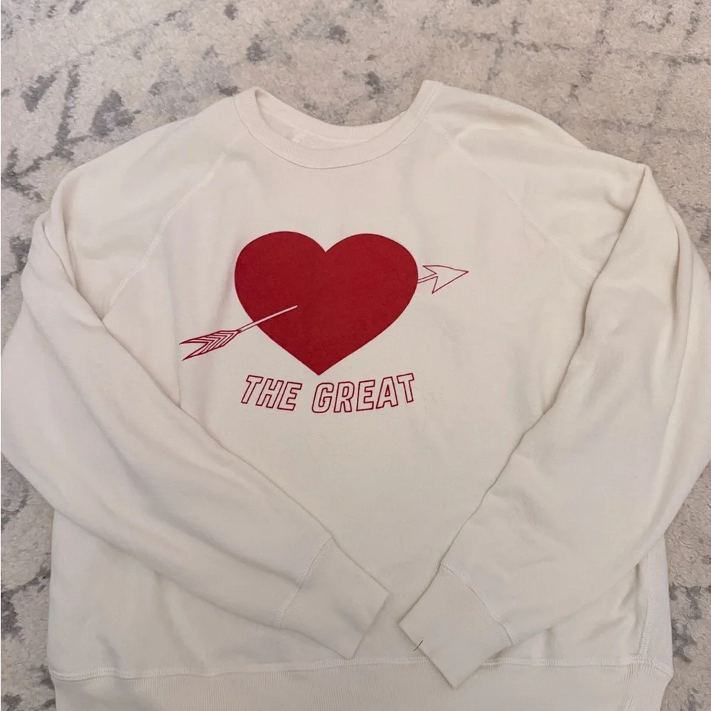 THE GREAT. The College Sweatershirt in Washed White - Picture 2 of 6